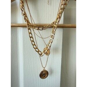 multi strand gold coin necklace